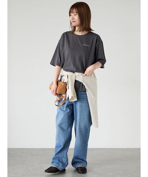 Lugnoncure（ルノンキュール）の「前後ロゴハーフスリーブTシャツ（Tシャツ/カットソー・レディース・ブラック/オフホワイト/チャコールグレー・F）」の8枚目の写真