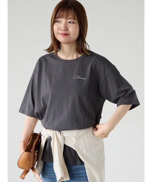 Lugnoncure（ルノンキュール）の「前後ロゴハーフスリーブTシャツ（Tシャツ/カットソー・レディース・ブラック/オフホワイト/チャコールグレー・F）」の10枚目の写真