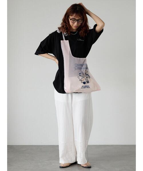 Lugnoncure（ルノンキュール）の「前後ロゴハーフスリーブTシャツ（Tシャツ/カットソー・レディース・ブラック/オフホワイト/チャコールグレー・F）」の11枚目の写真