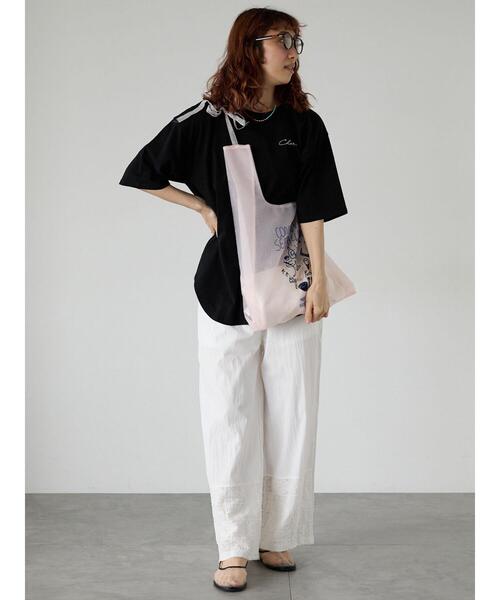 Lugnoncure（ルノンキュール）の「前後ロゴハーフスリーブTシャツ（Tシャツ/カットソー・レディース・ブラック/オフホワイト/チャコールグレー・F）」の12枚目の写真