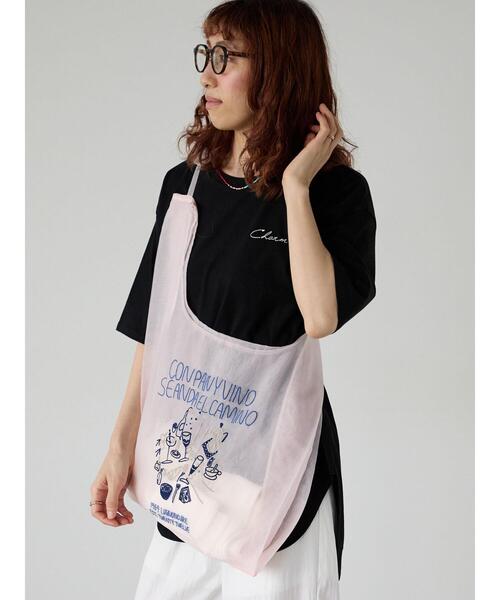 Lugnoncure（ルノンキュール）の「前後ロゴハーフスリーブTシャツ（Tシャツ/カットソー・レディース・ブラック/オフホワイト/チャコールグレー・F）」の13枚目の写真