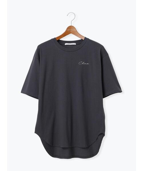 Lugnoncure（ルノンキュール）の「前後ロゴハーフスリーブTシャツ（Tシャツ/カットソー・レディース・ブラック/オフホワイト/チャコールグレー・F）」の16枚目の写真