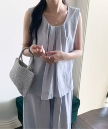 バックカシュクールノースリーブブラウス