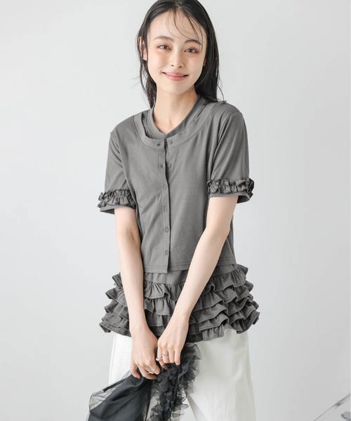 AMELY(エミリー)の「ティアードフリル ドッキングトップス(シャツ/ブラウス・レディース・ブラック/グレー/チャコール・フリー)」の22枚目の写真