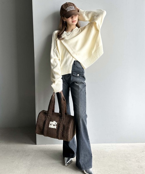mily bilet(ミウィビレット)の「【mily bilet】ふわもこ感がたまらない主役バッグ♪ロゴ刺繍ボアボストンバッグ(ハンドバッグ・レディース・チャコールグレー/ブラック/ブラウン/ベージュ・ONE SIZE)」の18枚目の写真