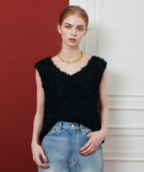 ニット セーター 「LOULOU WILLOUGHBY」リボンシャギープルオーバー レディース LOULOU WILLOUGHBY】リボンシャギープルオーバー（ニット