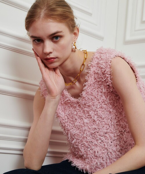 美品✨ルルウィルビー クルーネックシャギーニット 美品✨ルルウィルビー クルーネックシャギーニット
