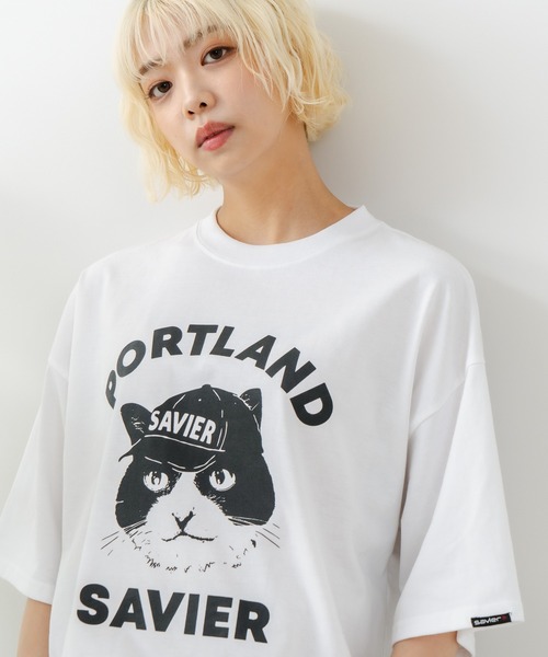 SAVIER(サビアー)の「【SAVIER/サビアー】アニマルプリント オーバーサイズ Tシャツ(Tシャツ/カットソー・メンズ・ホワイト/ブラック・MEDIUM/LARGE)」の2枚目の写真