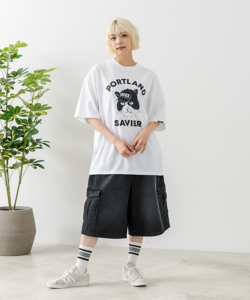 SAVIER(サビアー)の「【SAVIER/サビアー】アニマルプリント オーバーサイズ Tシャツ(Tシャツ/カットソー・メンズ・ホワイト/ブラック・MEDIUM/LARGE)」の3枚目の写真