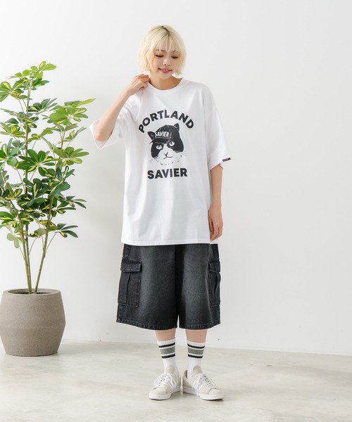 SAVIER(サビアー)の「【SAVIER/サビアー】アニマルプリント オーバーサイズ Tシャツ(Tシャツ/カットソー・メンズ・ホワイト/ブラック・MEDIUM/LARGE)」の4枚目の写真