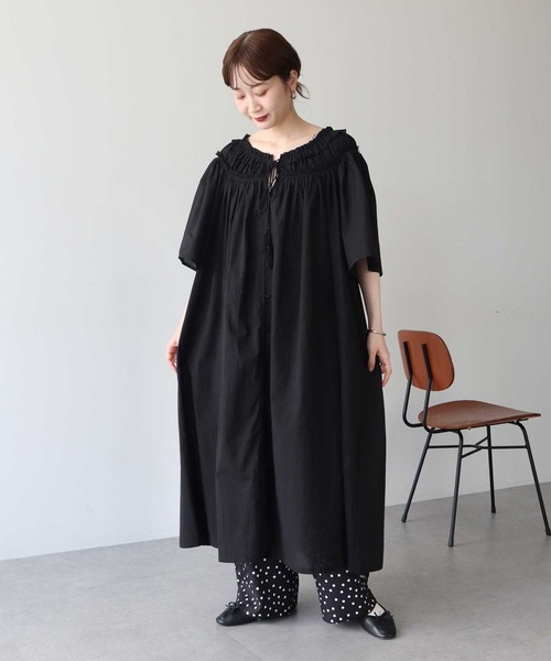 earth music&ecology ワンピース earth music&ecology ワンピース 袖ドロストフラワーワンピース