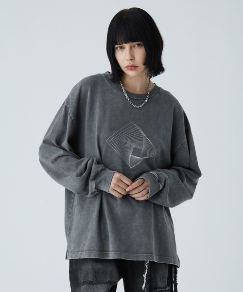VELNUS（ベルナス）の「【VELNUS】Vintage Make Heavyweight Geometric T-Shirt /ヴィンテージメイクヘビーウェイトジオメトリックＴシャツ(ロンT)（Tシャツ/カットソー・メンズ・チャコールグレー/ダークブルー・S/M/L）」の17枚目の写真
