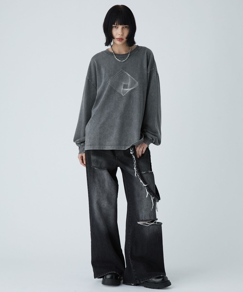 VELNUS（ベルナス）の「【VELNUS】Vintage Make Heavyweight Geometric T-Shirt /ヴィンテージメイクヘビーウェイトジオメトリックＴシャツ(ロンT)（Tシャツ/カットソー・メンズ・チャコールグレー/ダークブルー・S/M/L）」の21枚目の写真
