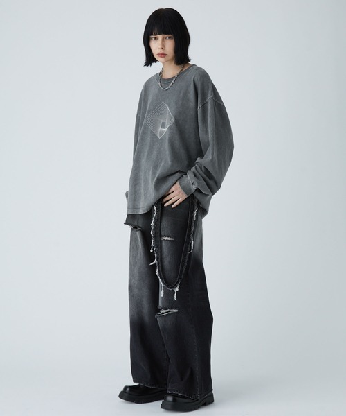 VELNUS（ベルナス）の「【VELNUS】Vintage Make Heavyweight Geometric T-Shirt /ヴィンテージメイクヘビーウェイトジオメトリックＴシャツ(ロンT)（Tシャツ/カットソー・メンズ・チャコールグレー/ダークブルー・S/M/L）」の22枚目の写真