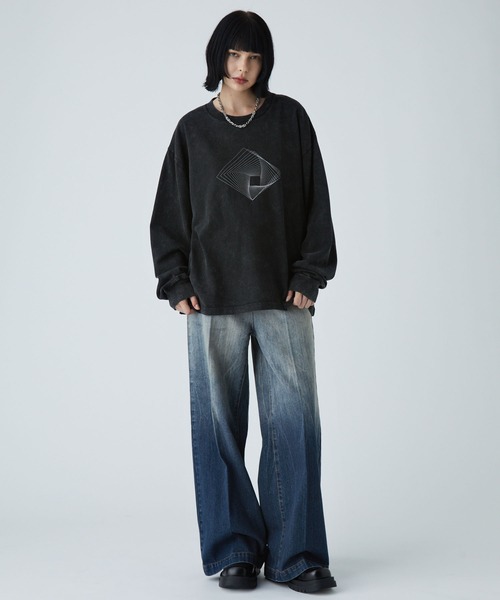 VELNUS（ベルナス）の「【VELNUS】Vintage Make Heavyweight Geometric T-Shirt /ヴィンテージメイクヘビーウェイトジオメトリックＴシャツ(ロンT)（Tシャツ/カットソー・メンズ・チャコールグレー/ダークブルー・S/M/L）」の8枚目の写真