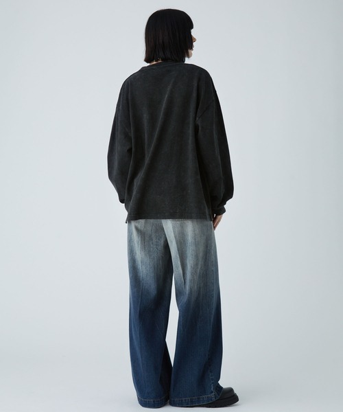 VELNUS（ベルナス）の「【VELNUS】Vintage Make Heavyweight Geometric T-Shirt /ヴィンテージメイクヘビーウェイトジオメトリックＴシャツ(ロンT)（Tシャツ/カットソー・メンズ・チャコールグレー/ダークブルー・S/M/L）」の10枚目の写真