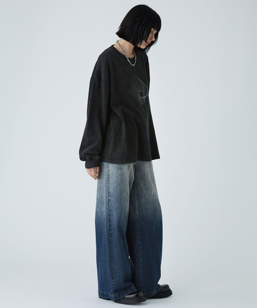 VELNUS（ベルナス）の「【VELNUS】Vintage Make Heavyweight Geometric T-Shirt /ヴィンテージメイクヘビーウェイトジオメトリックＴシャツ(ロンT)（Tシャツ/カットソー・メンズ・チャコールグレー/ダークブルー・S/M/L）」の11枚目の写真