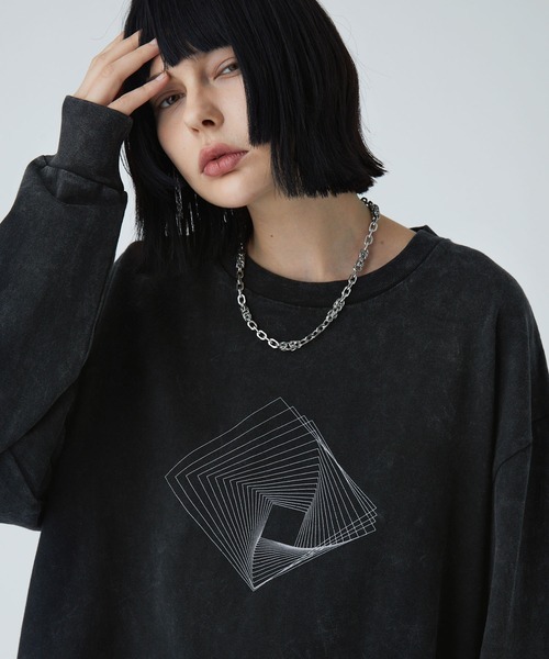 VELNUS（ベルナス）の「【VELNUS】Vintage Make Heavyweight Geometric T-Shirt /ヴィンテージメイクヘビーウェイトジオメトリックＴシャツ(ロンT)（Tシャツ/カットソー・メンズ・チャコールグレー/ダークブルー・S/M/L）」の12枚目の写真