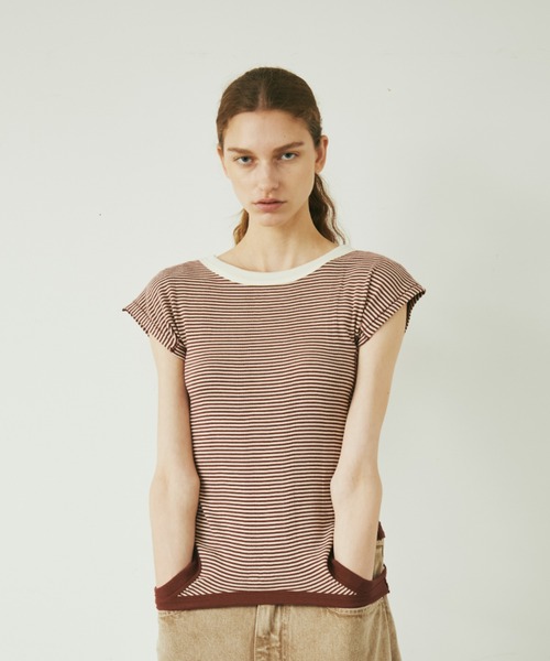 MILLER(ミラー)の「Miller double-end tank top T-shirt(Tシャツ/カットソー・レディース・ワイン/グリーン/ブラウン/ホワイト×ホワイト/イエロー/ブラック×ブラック/ブラック系/サックスブルー・38/36)」の8枚目の写真