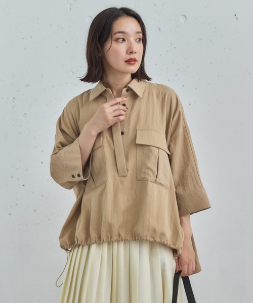 Doux archives(ドゥアルシーヴ)の「【セットアップ対応】スキッパードロストシャツ(シャツ/ブラウス・レディース・ワイン/ベージュ/ブラウン・38)」の2枚目の写真