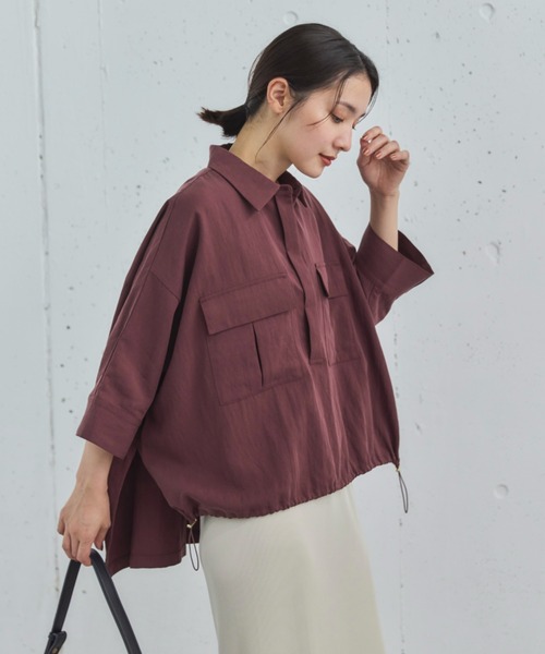 Doux archives(ドゥアルシーヴ)の「【セットアップ対応】スキッパードロストシャツ(シャツ/ブラウス・レディース・ワイン/ベージュ/ブラウン・38)」の3枚目の写真