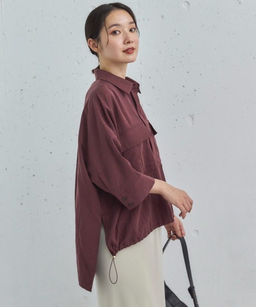 Doux archives(ドゥアルシーヴ)の「【セットアップ対応】スキッパードロストシャツ(シャツ/ブラウス・レディース・ワイン/ベージュ/ブラウン・38)」の18枚目の写真