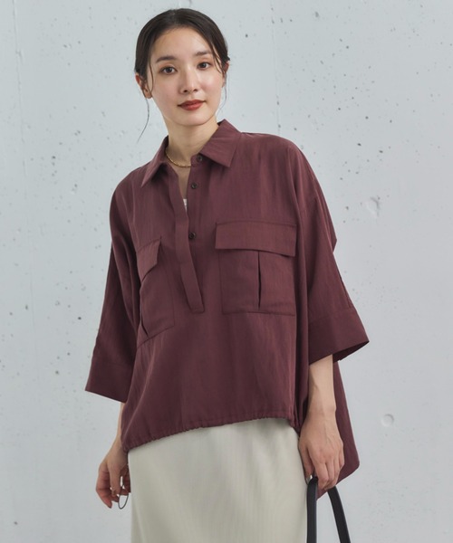 Doux archives(ドゥアルシーヴ)の「【セットアップ対応】スキッパードロストシャツ(シャツ/ブラウス・レディース・ワイン/ベージュ/ブラウン・38)」の14枚目の写真