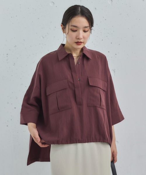 Doux archives(ドゥアルシーヴ)の「【セットアップ対応】スキッパードロストシャツ(シャツ/ブラウス・レディース・ワイン/ベージュ/ブラウン・38)」の15枚目の写真