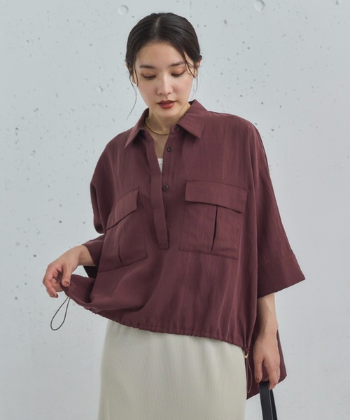 Doux archives(ドゥアルシーヴ)の「【セットアップ対応】スキッパードロストシャツ(シャツ/ブラウス・レディース・ワイン/ベージュ/ブラウン・38)」の19枚目の写真