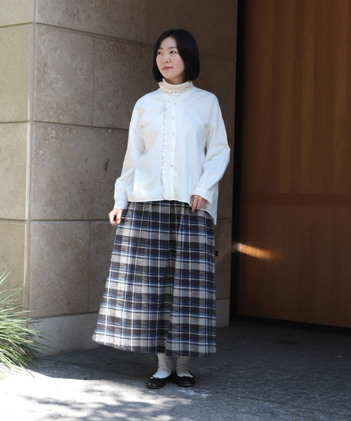 D.M.G.（ドミンゴ）の「[D.M.G. / ディーエムジー]スラブチェック起毛 タックフレアスカート（スカート・レディース・グレー系その他・FREE）」の22枚目の写真