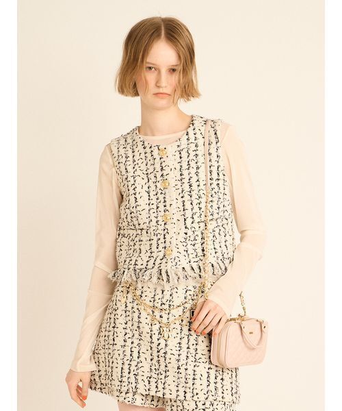 FURFUR(ファーファー)の「ツイードベスト(ベスト・レディース・ピンク/アイボリー/ブラック・F)」の2枚目の写真