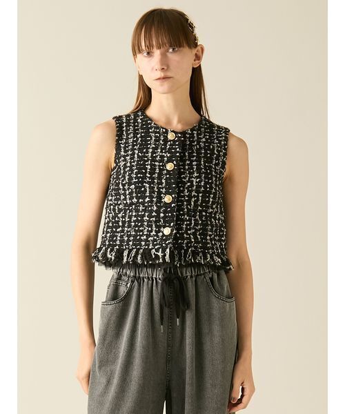 FURFUR(ファーファー)の「ツイードベスト(ベスト・レディース・ピンク/アイボリー/ブラック・F)」の3枚目の写真