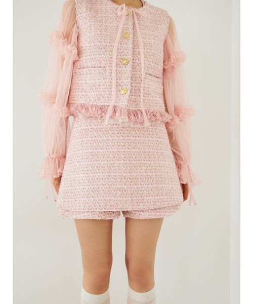 FURFUR(ファーファー)の「ツイードベスト(ベスト・レディース・ピンク/アイボリー/ブラック・F)」の7枚目の写真