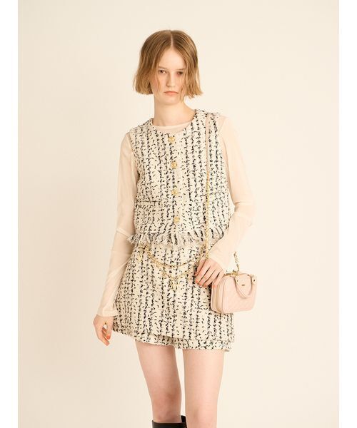 FURFUR(ファーファー)の「ツイードベスト(ベスト・レディース・ピンク/アイボリー/ブラック・F)」の9枚目の写真