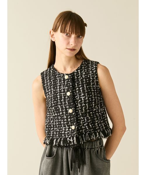 FURFUR(ファーファー)の「ツイードベスト(ベスト・レディース・ピンク/アイボリー/ブラック・F)」の15枚目の写真