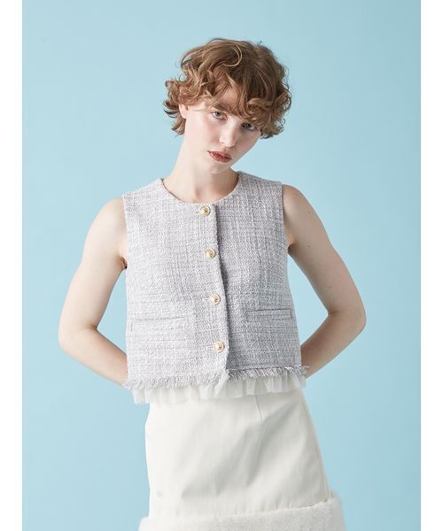 FURFUR(ファーファー)の「ツイードベスト(ベスト・レディース・ピンク/アイボリー/ブラック・F)」の19枚目の写真