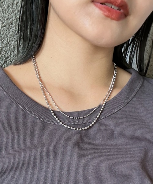 CIAOPANIC TYPY（チャオパニックティピー）の「lilステンレス2連ボールチェーンネックレス（ネックレス・レディース・ゴールド/シルバー・ONE SIZE）」の2枚目の写真