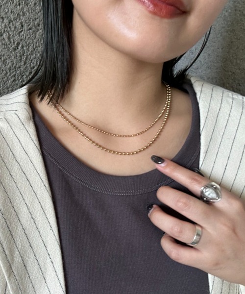 CIAOPANIC TYPY（チャオパニックティピー）の「lilステンレス2連ボールチェーンネックレス（ネックレス・レディース・ゴールド/シルバー・ONE SIZE）」の4枚目の写真