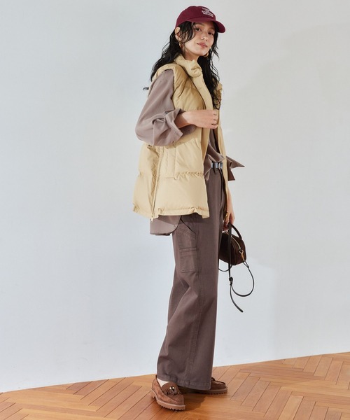 BARNYARDSTORM（バンヤードストーム）の「BARNYARDSTORM / サイドZIPダウンベスト＜撥水＞（ダウンベスト・レディース・ベージュ/ブラック・S/M）」の8枚目の写真