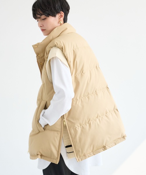 BARNYARDSTORM（バンヤードストーム）の「BARNYARDSTORM / サイドZIPダウンベスト＜撥水＞（ダウンベスト・レディース・ベージュ/ブラック・S/M）」の16枚目の写真