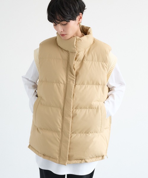 BARNYARDSTORM（バンヤードストーム）の「BARNYARDSTORM / サイドZIPダウンベスト＜撥水＞（ダウンベスト・レディース・ベージュ/ブラック・S/M）」の18枚目の写真