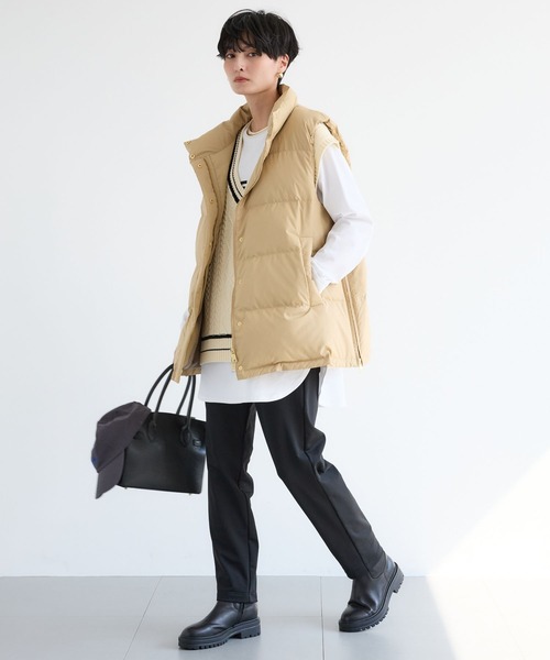 BARNYARDSTORM（バンヤードストーム）の「BARNYARDSTORM / サイドZIPダウンベスト＜撥水＞（ダウンベスト・レディース・ベージュ/ブラック・S/M）」の19枚目の写真