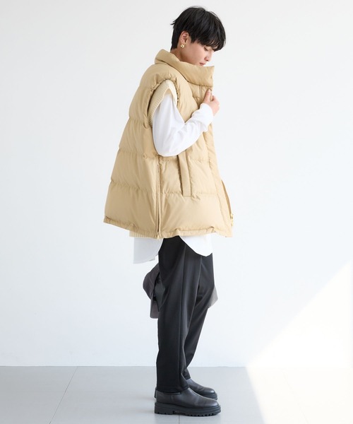BARNYARDSTORM（バンヤードストーム）の「BARNYARDSTORM / サイドZIPダウンベスト＜撥水＞（ダウンベスト・レディース・ベージュ/ブラック・S/M）」の21枚目の写真