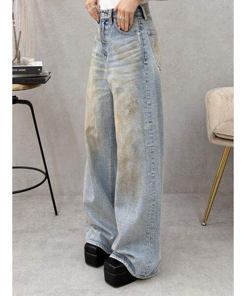 EVRIS（エヴリス）の「ヴィンテージライクボリュームワイドデニムパンツ（デニムパンツ・レディース・ブルー/インディゴブルー・MEDIUM/SMALL）」の2枚目の写真