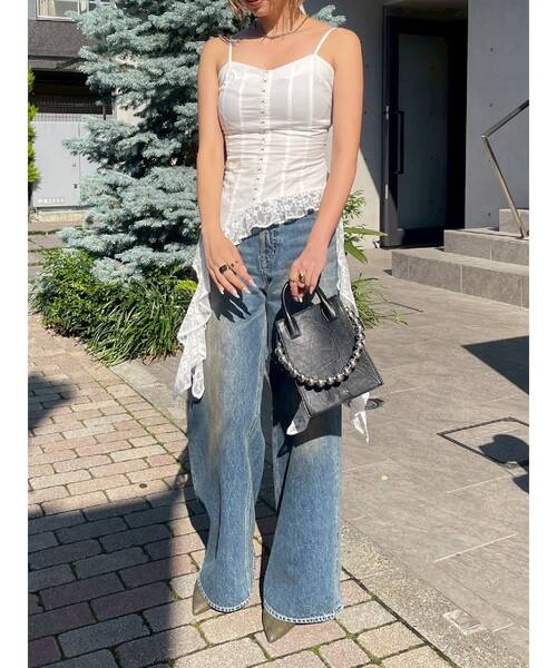 EVRIS（エヴリス）の「ヴィンテージライクボリュームワイドデニムパンツ（デニムパンツ・レディース・ブルー/インディゴブルー・MEDIUM/SMALL）」の5枚目の写真