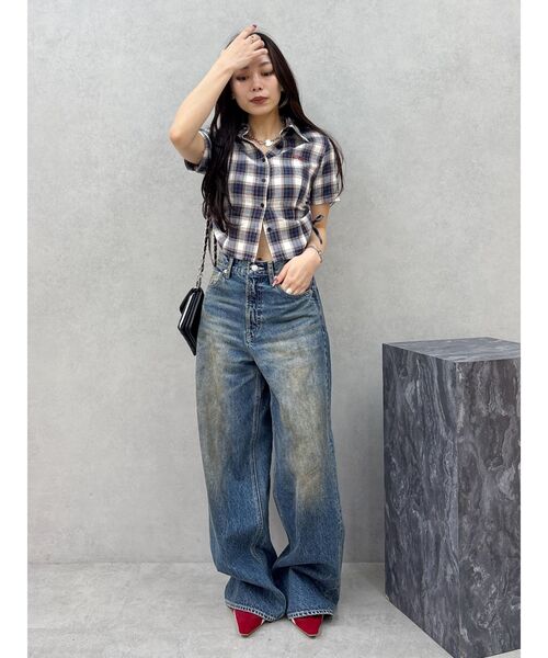 EVRIS（エヴリス）の「ヴィンテージライクボリュームワイドデニムパンツ（デニムパンツ・レディース・ブルー/インディゴブルー・MEDIUM/SMALL）」の7枚目の写真