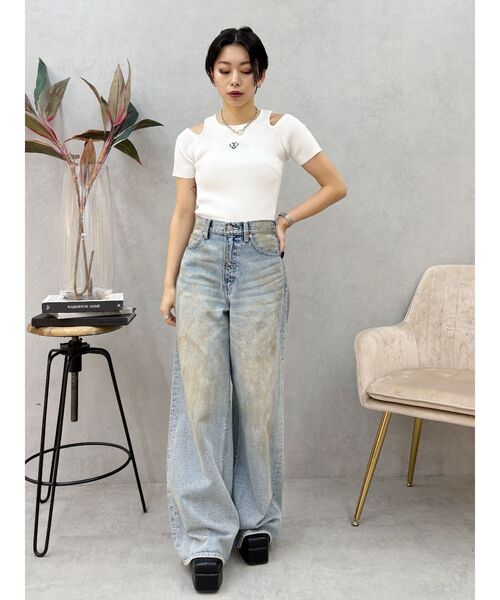 EVRIS（エヴリス）の「ヴィンテージライクボリュームワイドデニムパンツ（デニムパンツ・レディース・ブルー/インディゴブルー・MEDIUM/SMALL）」の8枚目の写真