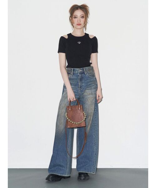 EVRIS（エヴリス）の「ヴィンテージライクボリュームワイドデニムパンツ（デニムパンツ・レディース・ブルー/インディゴブルー・MEDIUM/SMALL）」の15枚目の写真