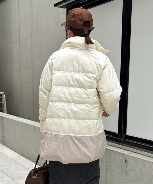 未使用 RISLEY ホワイト キルティング ダウンジャケット38 NOLLEY'S（ノーリーズ）の「エアリースタンドミドルピュアダウン