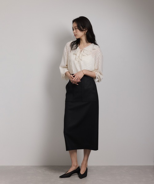 ROPE'（ロペ）の「[美人スカート]ウールレーヨンポケット付きタイトスカート(無地)/イージーケア・セットアップ対応（スカート・レディース・ベージュ/ブラック・36/38/40）」の4枚目の写真